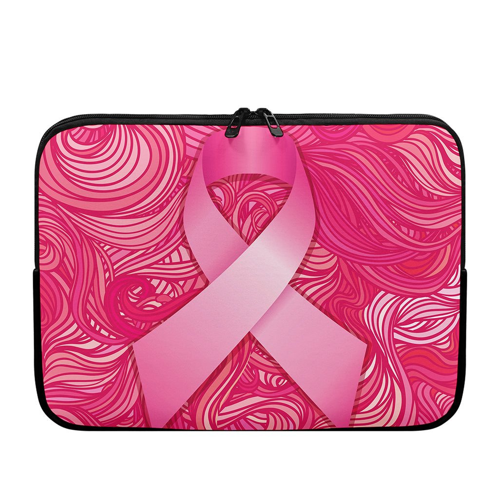 Breast Cancer Awareness Ribbon Print Laptop Sleeve