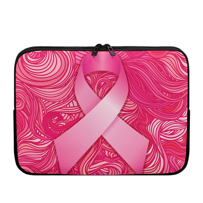 Breast Cancer Awareness Ribbon Print Laptop Sleeve