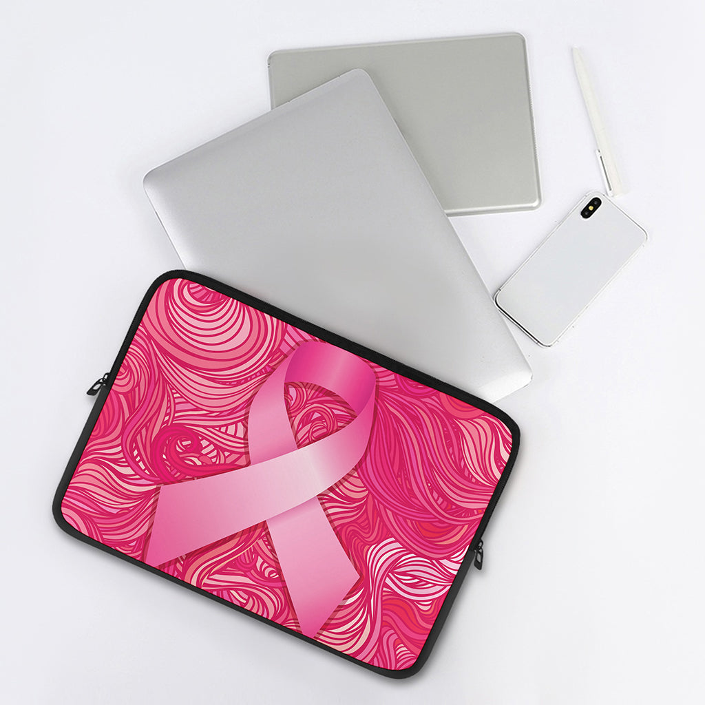 Breast Cancer Awareness Ribbon Print Laptop Sleeve