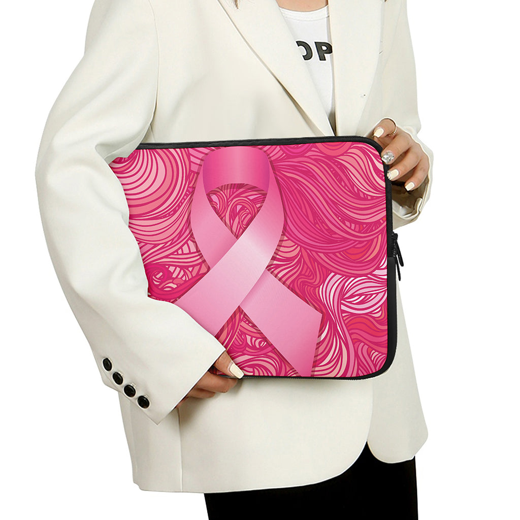 Breast Cancer Awareness Ribbon Print Laptop Sleeve