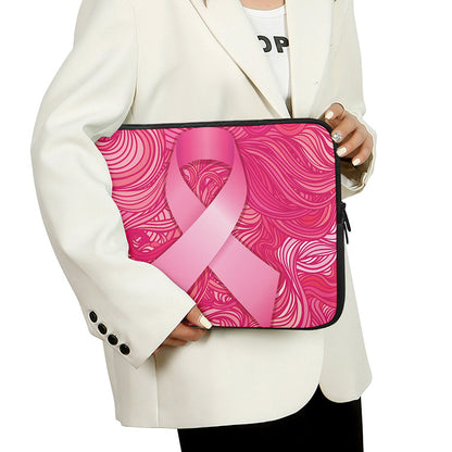 Breast Cancer Awareness Ribbon Print Laptop Sleeve