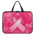 Breast Cancer Awareness Ribbon Print Laptop Sleeve With Handle
