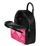 Breast Cancer Awareness Ribbon Print Leather Backpack