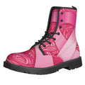 Breast Cancer Awareness Ribbon Print Lace-Up Boots