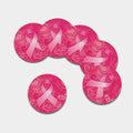 Breast Cancer Awareness Ribbon Print Leather Coaster Set