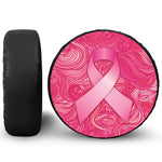 Breast Cancer Awareness Ribbon Print Leather Spare Tire Cover