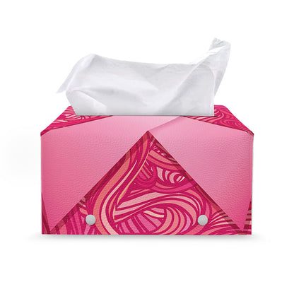 Breast Cancer Awareness Ribbon Print Leather Tissue Box Cover