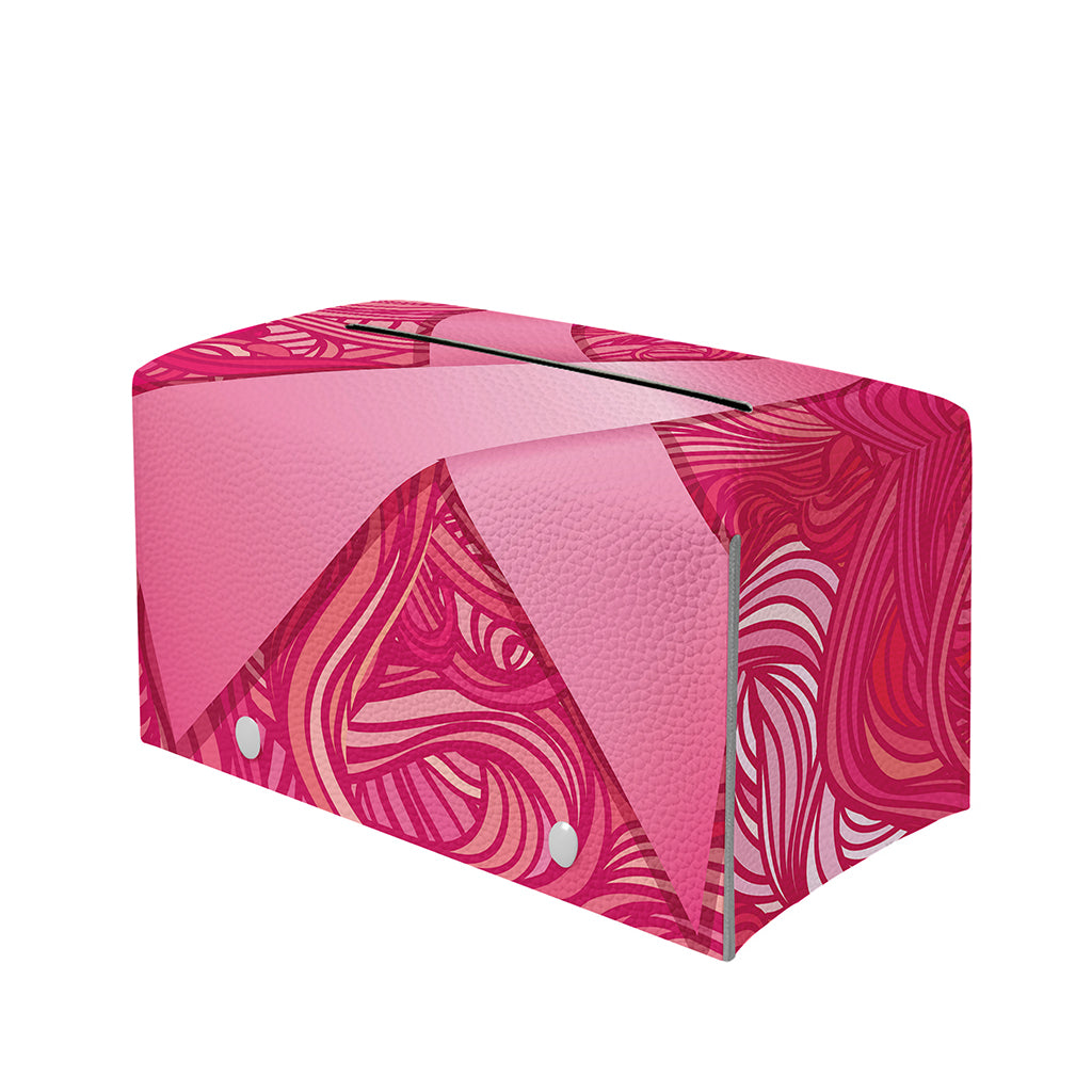Breast Cancer Awareness Ribbon Print Leather Tissue Box Cover