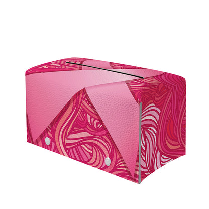 Breast Cancer Awareness Ribbon Print Leather Tissue Box Cover