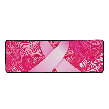 Breast Cancer Awareness Ribbon Print Long Kitchen Mat