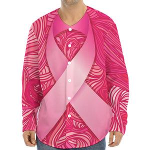 Breast Cancer Awareness Ribbon Print Long Sleeve Baseball Jersey