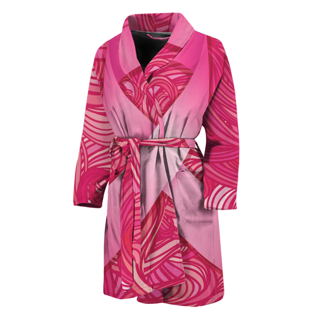 Breast Cancer Awareness Ribbon Print Men's Bathrobe