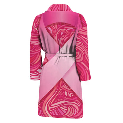 Breast Cancer Awareness Ribbon Print Men's Bathrobe