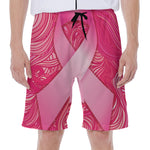 Breast Cancer Awareness Ribbon Print Men's Beach Shorts