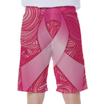 Breast Cancer Awareness Ribbon Print Men's Beach Shorts