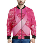 Breast Cancer Awareness Ribbon Print Men's Bomber Jacket