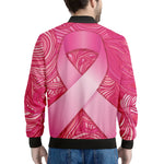 Breast Cancer Awareness Ribbon Print Men's Bomber Jacket
