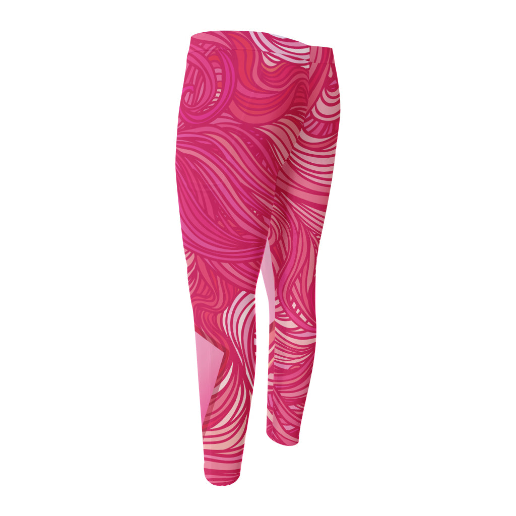 Breast Cancer Awareness Ribbon Print Men's Compression Pants