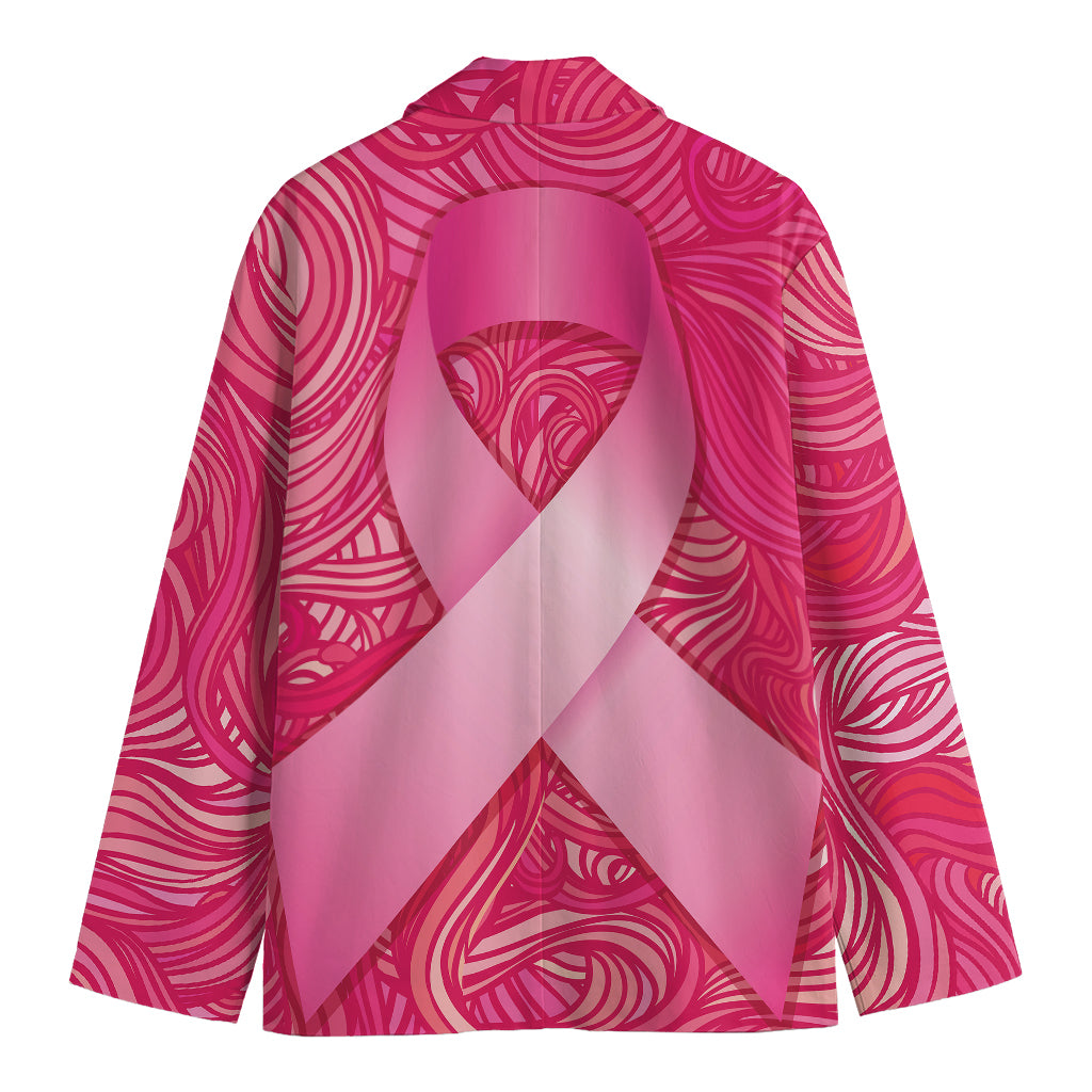 Breast Cancer Awareness Ribbon Print Men's Cotton Blazer
