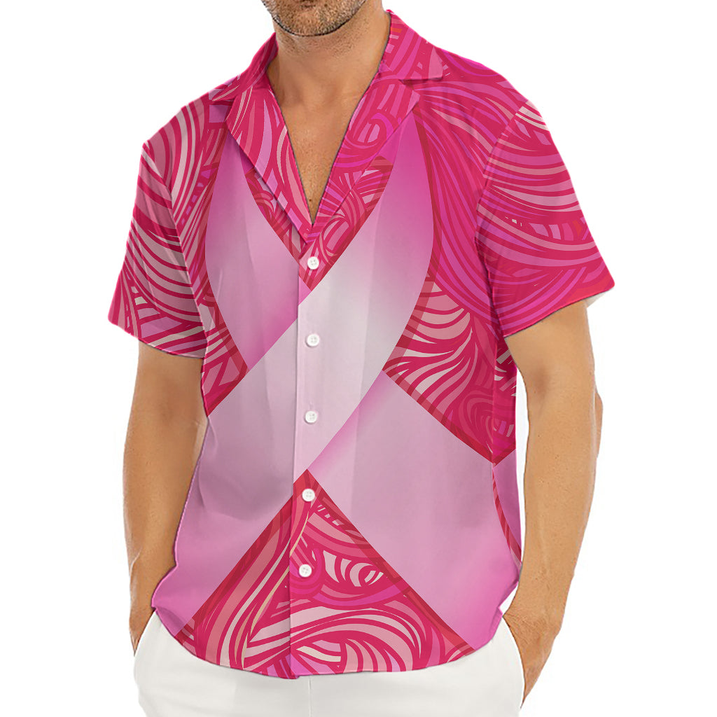 Breast Cancer Awareness Ribbon Print Men's Deep V-Neck Shirt