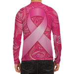 Breast Cancer Awareness Ribbon Print Men's Long Sleeve Rash Guard