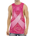 Breast Cancer Awareness Ribbon Print Men's Muscle Tank Top