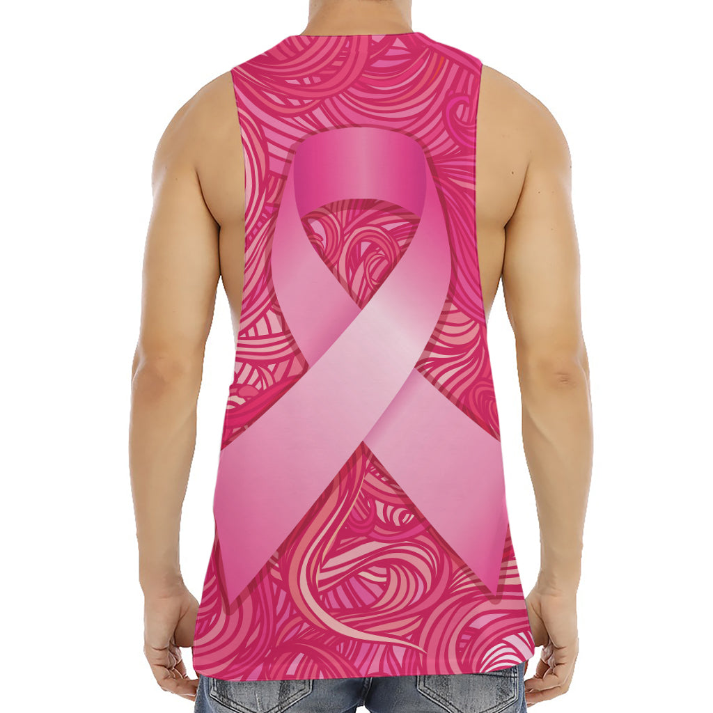 Breast Cancer Awareness Ribbon Print Men's Muscle Tank Top