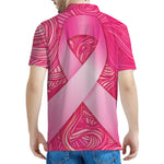 Breast Cancer Awareness Ribbon Print Men's Polo Shirt