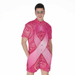 Breast Cancer Awareness Ribbon Print Men's Rompers