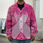 Breast Cancer Awareness Ribbon Print Men's Shirt Jacket