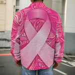 Breast Cancer Awareness Ribbon Print Men's Shirt Jacket