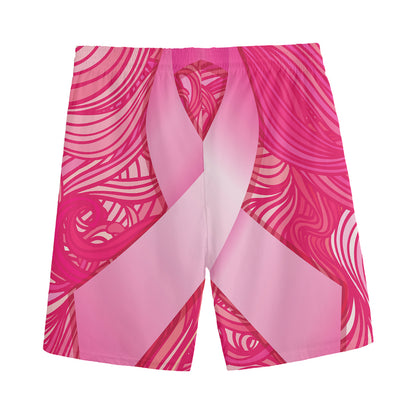 Breast Cancer Awareness Ribbon Print Men's Sports Shorts