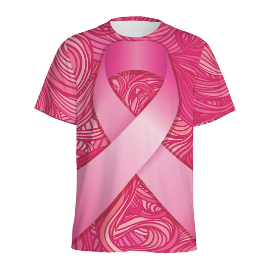 Breast Cancer Awareness Ribbon Print Men's Sports T-Shirt