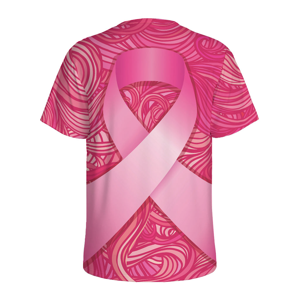 Breast Cancer Awareness Ribbon Print Men's Sports T-Shirt