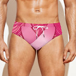 Breast Cancer Awareness Ribbon Print Men's Swim Briefs