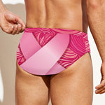 Breast Cancer Awareness Ribbon Print Men's Swim Briefs
