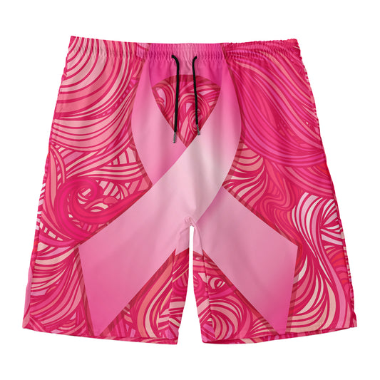 Breast Cancer Awareness Ribbon Print Men's Swim Trunks