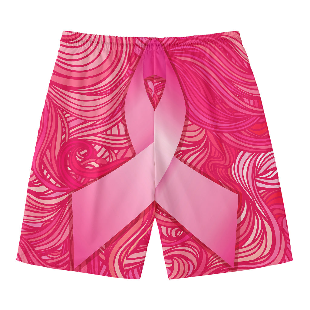 Breast Cancer Awareness Ribbon Print Men's Swim Trunks