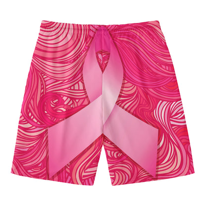 Breast Cancer Awareness Ribbon Print Men's Swim Trunks