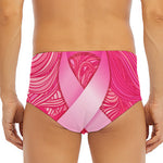 Breast Cancer Awareness Ribbon Print Men's Triangle Swim Briefs