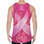 Breast Cancer Awareness Ribbon Print Men's Velvet Tank Top
