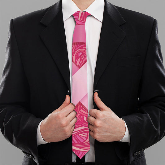 Breast Cancer Awareness Ribbon Print Necktie