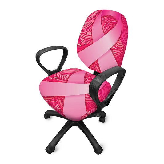 Breast Cancer Awareness Ribbon Print Office Chair Cover