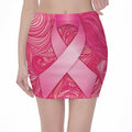 Breast Cancer Awareness Ribbon Print Pencil Mini Skirt