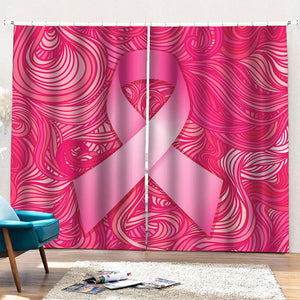 Breast Cancer Awareness Ribbon Print Pencil Pleat Curtains