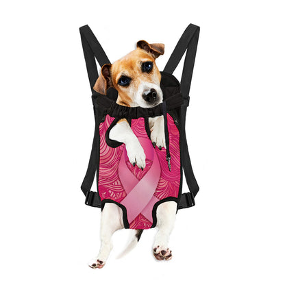 Breast Cancer Awareness Ribbon Print Pet Carrier Backpack