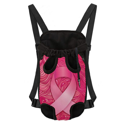 Breast Cancer Awareness Ribbon Print Pet Carrier Backpack