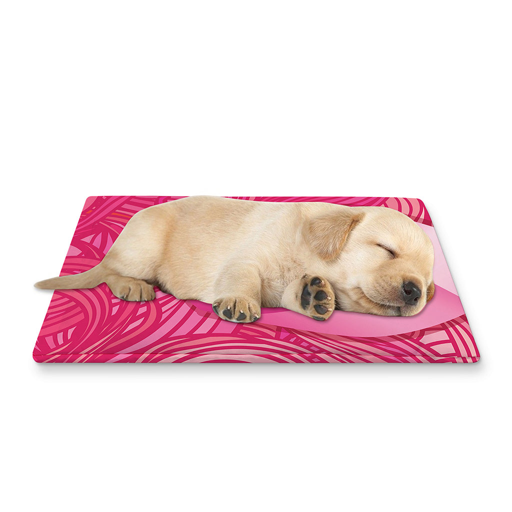 Breast Cancer Awareness Ribbon Print Pet Cooling Mat Cover
