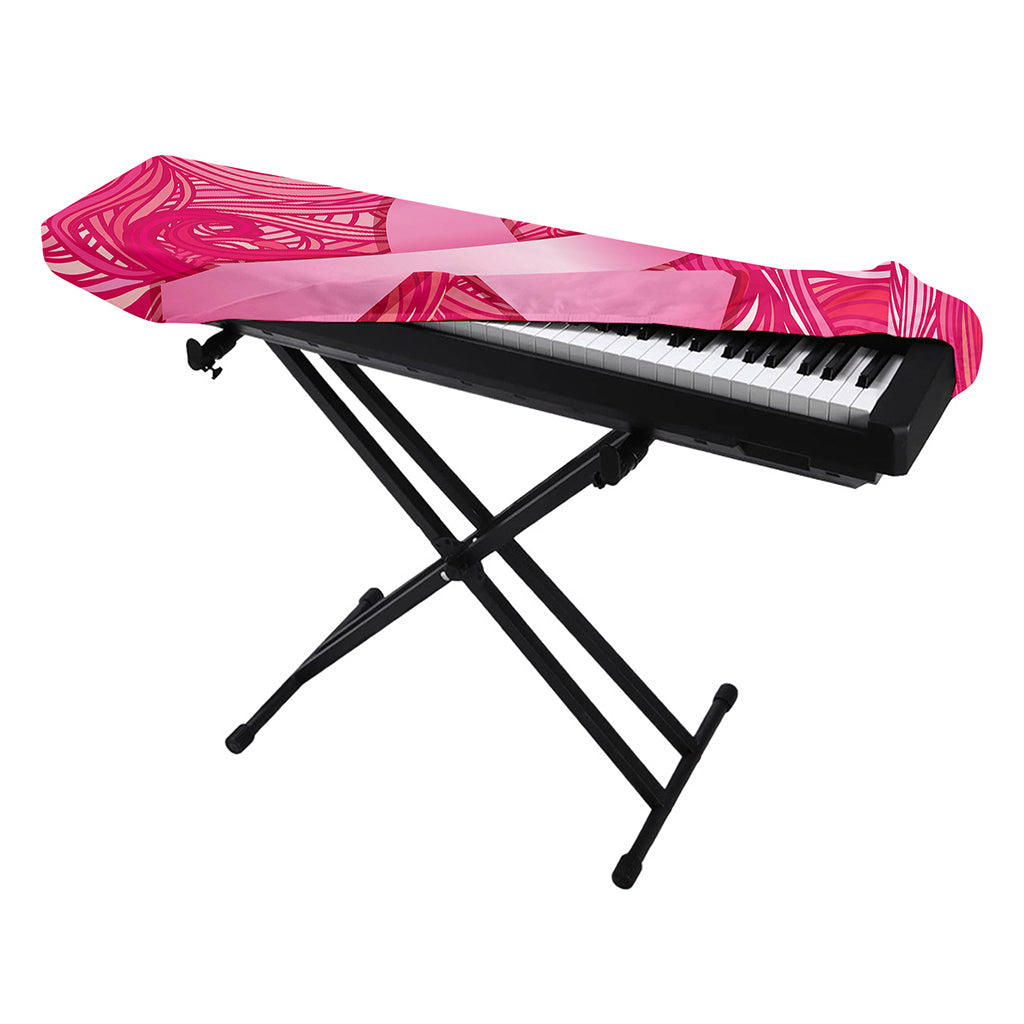 Breast Cancer Awareness Ribbon Print Piano Keyboard Cover