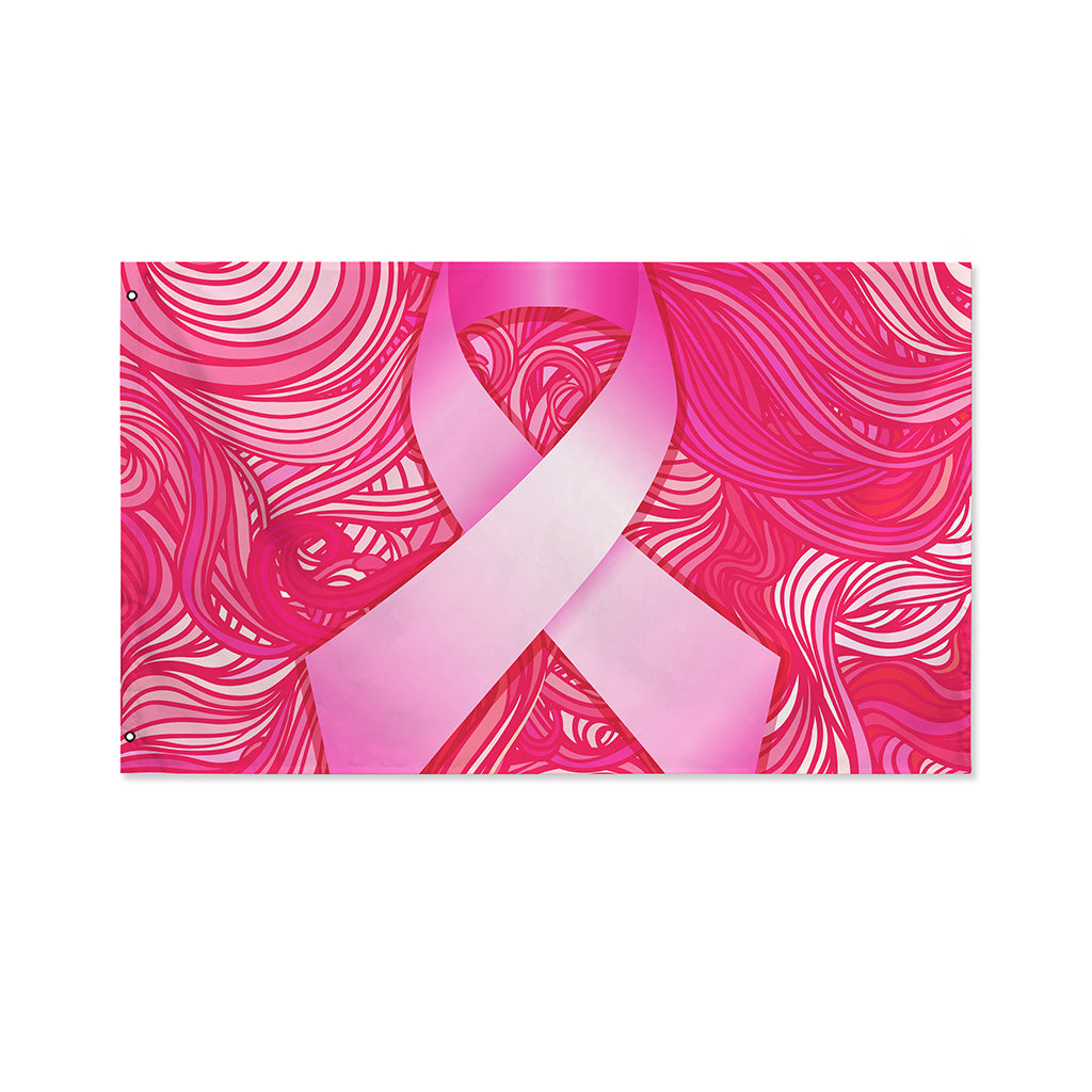 Breast Cancer Awareness Ribbon Print Polyester Flag